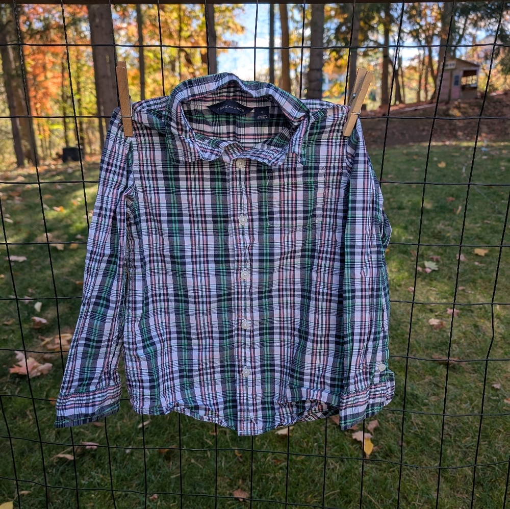 Janie and Jack Multicolor Plaid Button Up Shirt Size 4